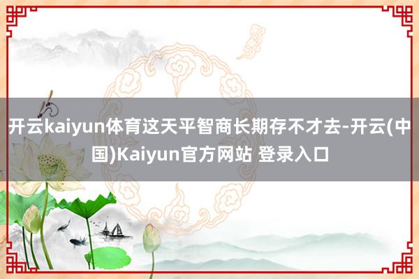 开云kaiyun体育这天平智商长期存不才去-开云(中国)Kaiyun官方网站 登录入口