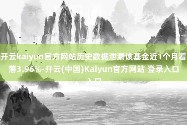 开云kaiyun官方网站历史数据泄漏该基金近1个月着落3.96%-开云(中国)Kaiyun官方网站 登录入口